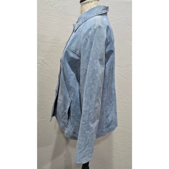 Vintage Monterey Bay Clothing Company Denim Blue Genuine Leather Jacket Size 14 - Picture 6 of 13
